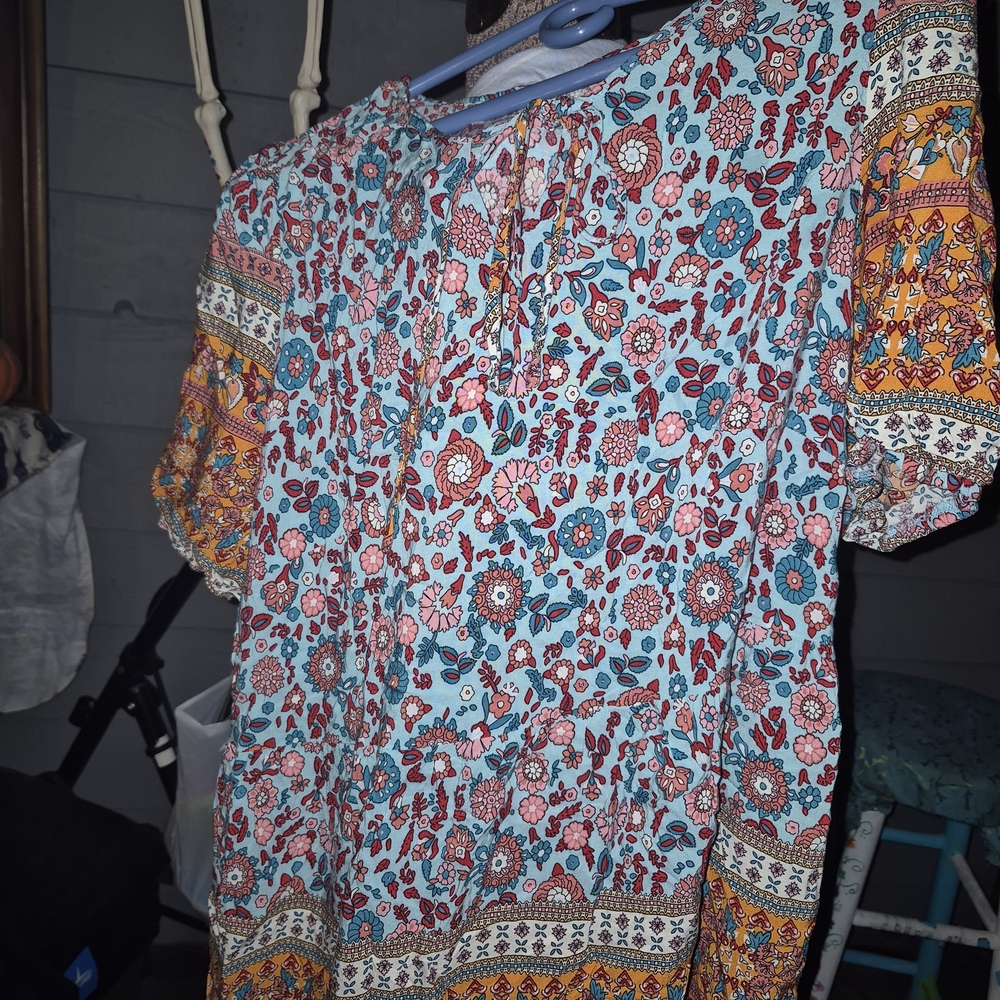 SHEIN Curve Floral Dress with Red and Blue